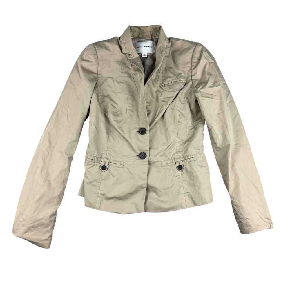 Banana Republic Jacket Women's 2 Beige Career Business Shoulder Pads Blazer Top
